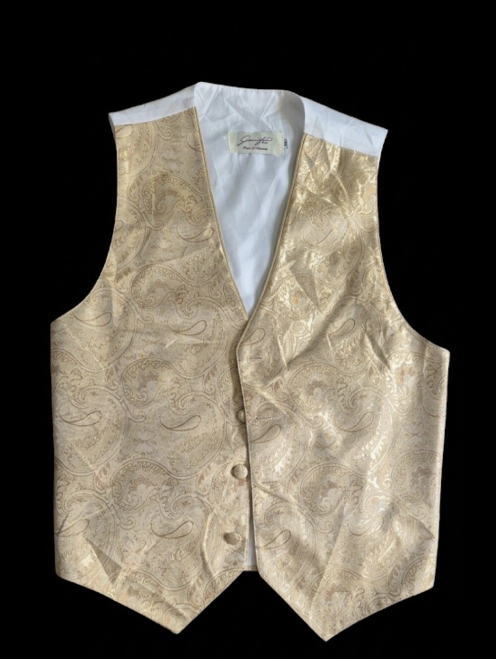 Men's Gold Paisley Dress Vest by Jean Yves Paris